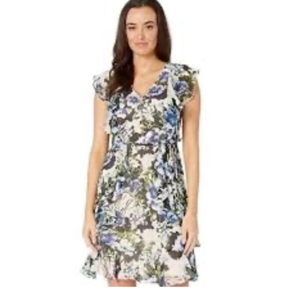 Tommy Hilfiger ~ Tropical Floral Flutter Midi Dress ~ Size 2 - Picture 1 of 8